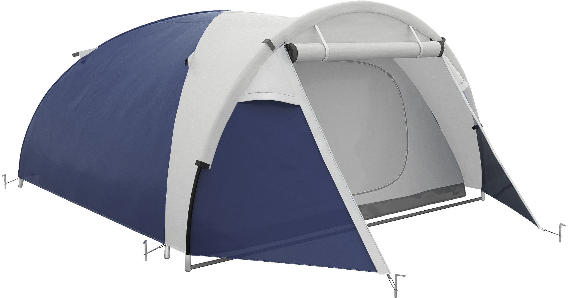 Outsunny Tente de camping 3/4 personnes dôme légère ventilée avec portes zippées 320 x 240 x 130 cm bleu foncé gris clair   Aosom France