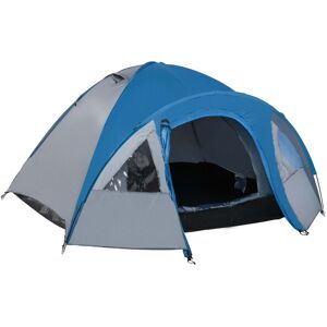 Outsunny Tente de camping familiale 4-5 personnes montage facile double porte et fenêtres dim. 3L x 2,50l x 1,30H m fibre verre polyester bleu marine