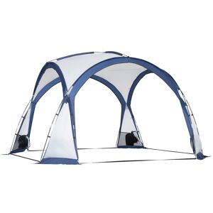 Outsunny Tente de camping dôme familiale 6-8 personnes avec 12 piquets de fixation et 4 cordes 350L x 350l x 230H cm blanc bleu