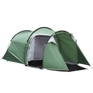 Outsunny Tente de camping tunnel pour 3-4 personnes tente dôme pliable avec 3 portes fenêtres maille imperméabilisé anti-UV vert