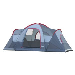 Outsunny Tente de camping familiale 5-6 pers. - grande porte + 3 fenêtres - dim. 4,55L x 2,3l x 1,8H m fibre verre polyester oxford gris