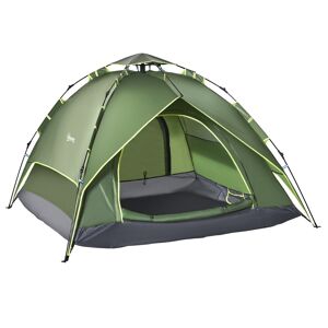 Outsunny Tente de camping tente pop up légère 2-3 pers. 2 grandes portes 210 x 210 x 140 cm fibre verre polyester   Aosom France