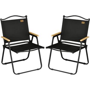 Outsunny Lot de 2 chaises de camping chaise de pêche pliante - tissu Oxford et structure acier 54 x 59 x 78 cm noir   Aosom France