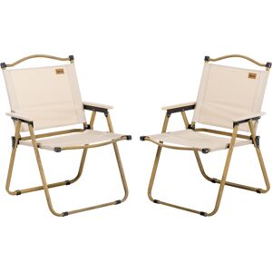 Outsunny Lot de 2 chaises de camping chaise de pêche pliante - tissu Oxford et structure acier 54 x 59 x 78 cm kaki   Aosom France