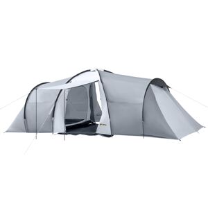 Outsunny Tente de camping familiale 4-6 personnes dôme 2 chambres 1 séjour et 1 auvent anti-UV Imperméable 2000 mm multicolore   Aosom France