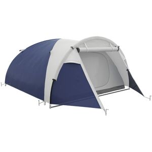 Outsunny Tente de camping 3/4 personnes dôme légère ventilée avec portes zippées 320 x 240 x 130 cm bleu foncé gris clair   Aosom France