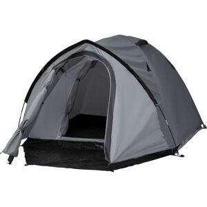 Outsunny Tente de camping 2-3 personnes tente dôme étanche légère ventilée 2 portes fenêtres fibre verre polyester PE gris