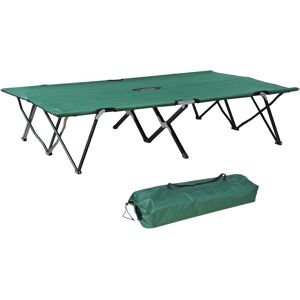 Outsunny Lit de camp pliable double 2 personnes 193 x 125 x 40 cm polyester Oxford métal vert