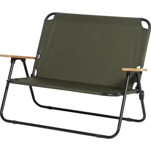 Outsunny Chaise double banc 2 places pliant pour Camping avec accoudoirs en bois et porte-gobelets, dim. 114L x 67l x 80H cm