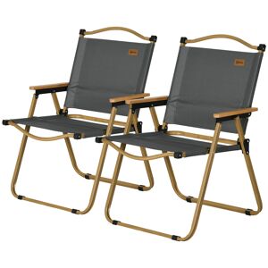 Outsunny Lot de 2 chaises de camping chaise de pêche pliante - tissu Oxford et structure acier 54 x 59 x 78 cm gris foncé