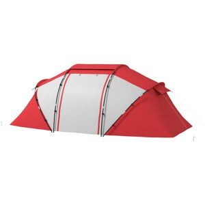 Outsunny Tente de camping familiale 4-6 personnes tente dôme étanche légère, ventilée 2 cabines fenêtre grande porte gris rouge