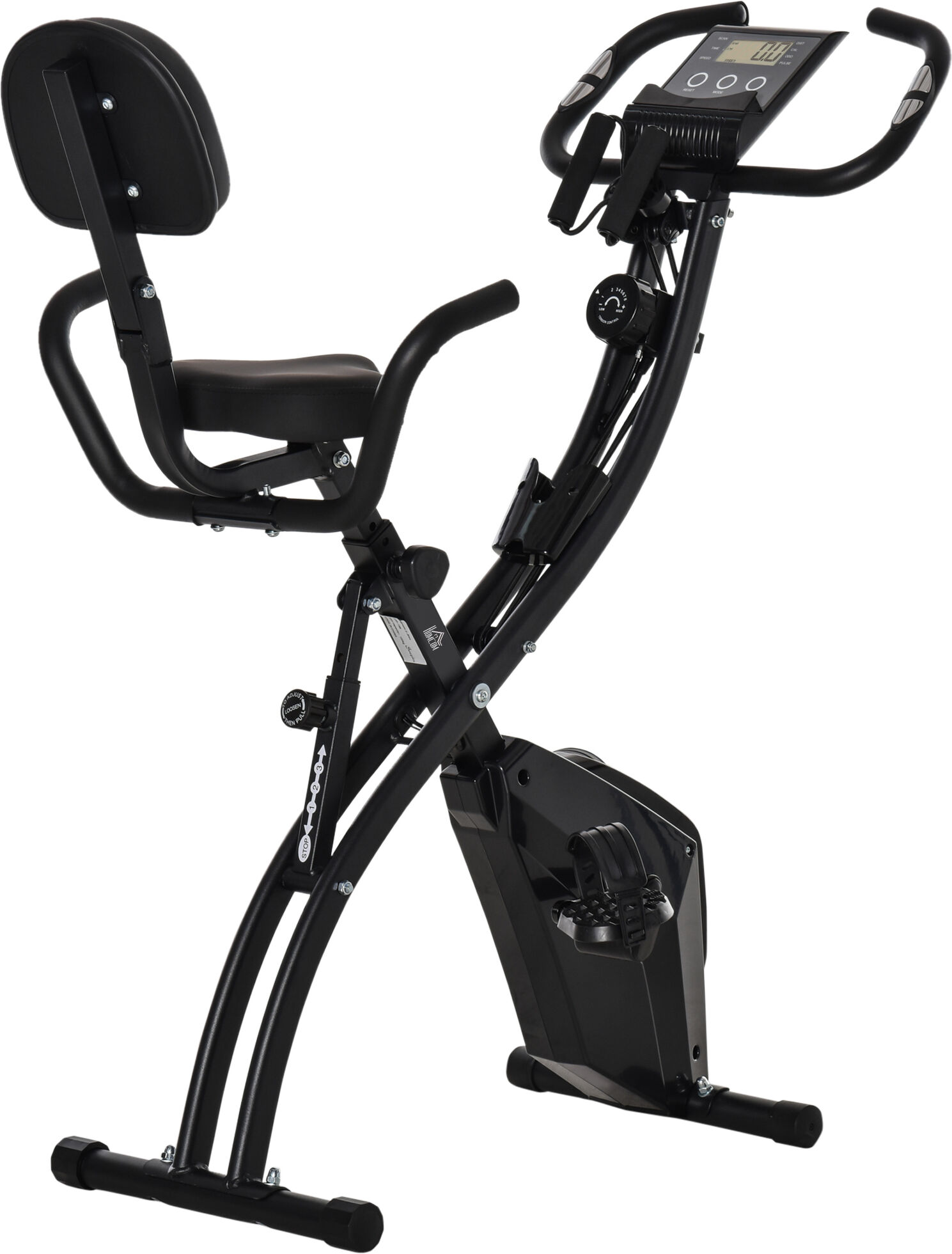 HOMCOM Vélo d'appartement pliant 8 niveaux de résistance magnétique dossier selle réglable poignées ergonomiques écran LCD noir