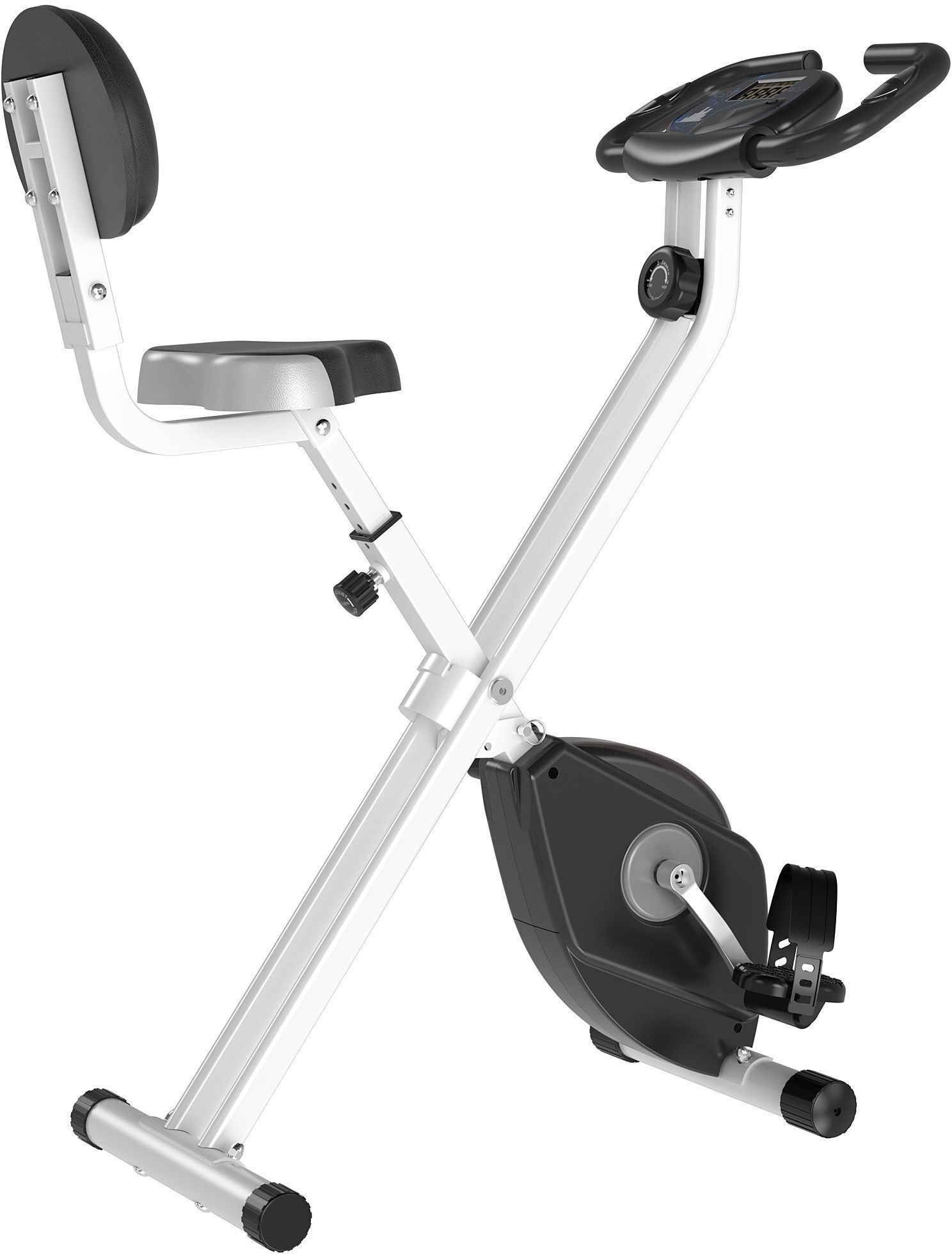 HOMCOM Vélo d'appartement pliable 8 niveaux de résistance avec dossier selle réglable écran LCD multifonction capteur fréquence cardiaque gris