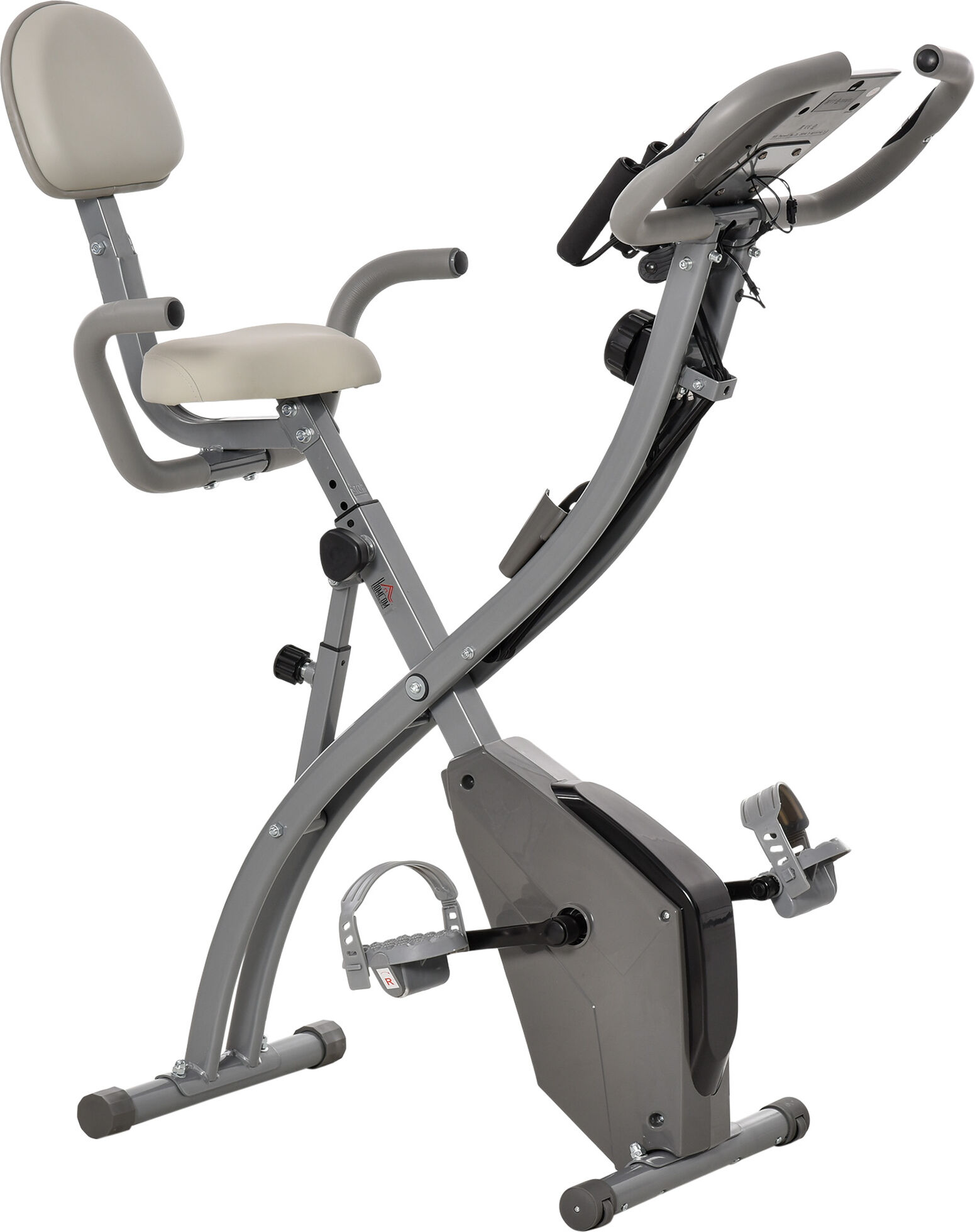 HOMCOM Vélo d'appartement cardio Fitness pliable Ecran d'affichage LCD multifonction 97L x 51I x 115H cm gris