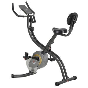 HOMCOM Vélo d'appartement pliable selle réglable dossier guidon ergonomique écran LCD multifonction bandes résistance acier gris noir