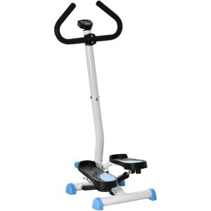 HOMCOM Stepper avec guidon stepper fitness appartement écran LCD résistance réglable exercise hanches jambes lombes pour maison acier blanc bleu noir