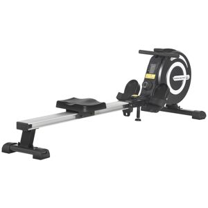 HOMCOM Rameur d'appartement appareil de fitness et musculation magnétique pliable écran LCD 8 niveaux glissière silencieux en aluminium noir