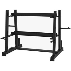 SPORTNOW Support d'haltères multifonction rack de rangement pour haltères, kettlebells, plaques de poids et barres d'haltères