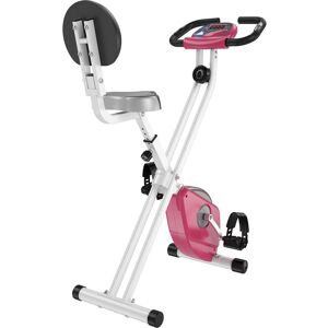 HOMCOM Vélo d'appartement pliable 8 niveaux de résistance avec dossier selle réglable écran LCD multifonction capteur fréquence cardiaque rose