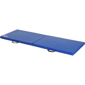 HOMCOM Tapis de gymnastique yoga pilates fitness pliable portable grand confort 180L x 60l x 5H cm revetement synthetique bleu