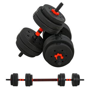 HOMCOM Haltère musculation ensemble d'haltères 25 Kg 2 en 1 haltère réglable pour I'exercice de gymnastique à domicile poids ajustable HDPE noir - Publicité