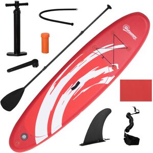 Outsunny Stand up paddle gonflable nombreux accessoires fournis PVC dim. 300L x 76l x 15H cm, rouge et blanc