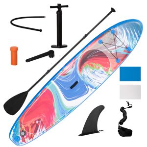 Outsunny Planche de stand up paddle gonflable planche antidérapante avec accessoires et sac de transport, dim. 320L x 76l x 15H cm, bleu et blanc