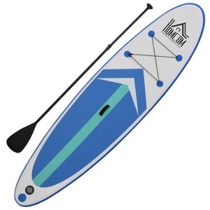 HOMCOM Stand up paddle gonflable surf planche de paddle pour adulte PVC EVA 320L x 80l x 15H cm blanc bleu vert Charge max. 140 Kg
