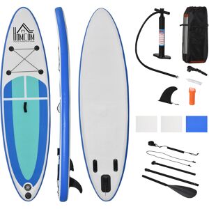 HOMCOM Stand up paddle gonflable surf planche de paddle paddle board pour enfants adolescent adulte nombreux accessoires fournis bleu blanc