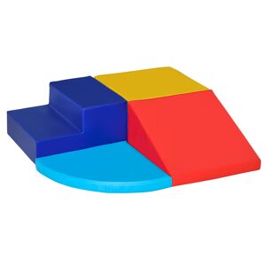 HOMCOM 4 Blocs de Construction XL Jouets éducatifs - parcours motricité enfant Obstable Mousse EPE revêtement PU Bleu Rouge Jaune