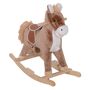 HOMCOM Cheval à bascule cheval de cowboy selle grand confort peluche courte douce bois peuplier marron