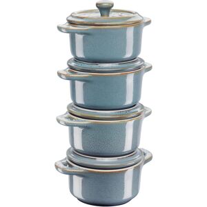 Staub Ceramique Ensemble de cocottes 4-pcs, Rond(e), Turquoise antique, Céramique