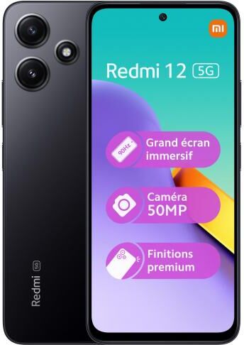 Smartphone Xiaomi Redmi12 5G 128Go Noir