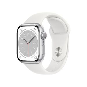 Apple Montre Connectée Apple Watch Series 8 GPS, boîtier Aluminium Argent 41mm avec Bracelet Sport Blanc - Publicité