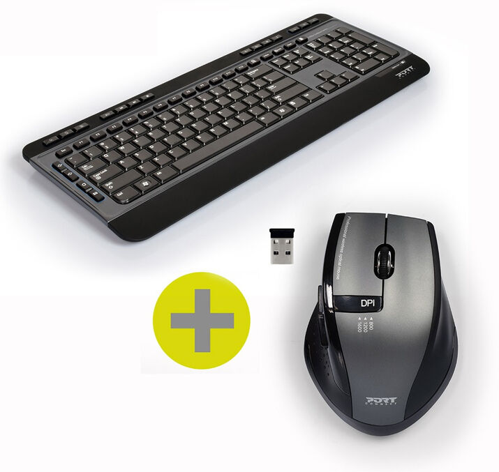 Port Designs 900901 clavier Souris incluse RF sans fil AZERTY Français Noir