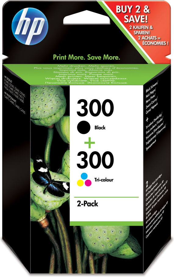 HP 300 pack de 2 cartouches d'encre noir/trois couleurs authentiques