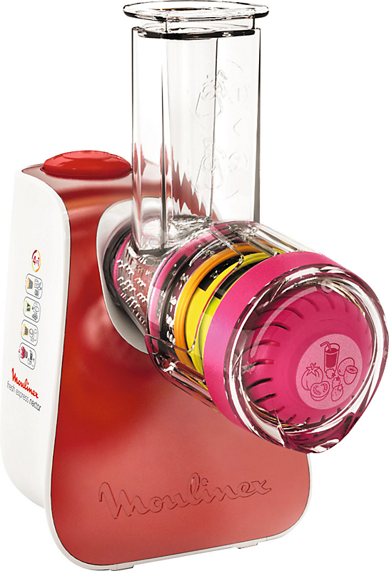 Moulinex DJ7645 Râpe électrique et spiraliseur Plastique Rouge, Blanc