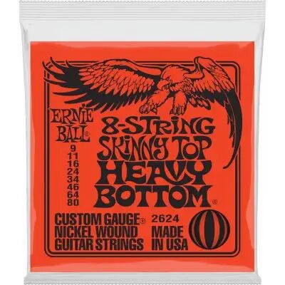 Ernie Ball Jeux électriques 8 cordes/ 2624 SKINNY TOP HEAVY BOTTOM 8C 9-80