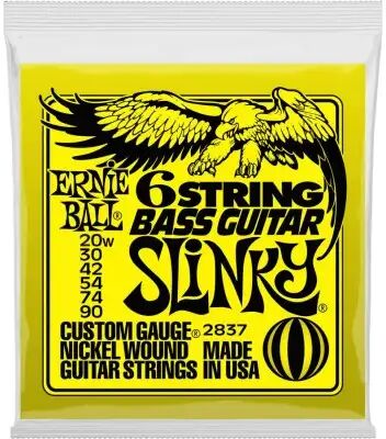 Ernie Ball Cordes guitares basses 6 et plus/ 2837 CUSTOM GAUGE NICKEL WOUND SLINKY 6C 20W-90