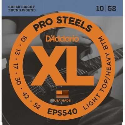 D'addario And Co Jeux de cordes électriques 010/ EPS540 PRO STEELS LIGHT TOP/HEAVY BOTTOM 10-52