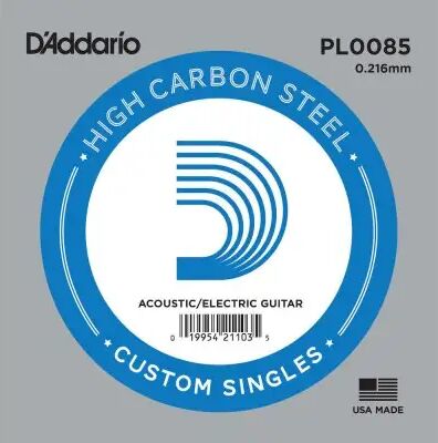 D'addario And Co Cordes électrique à l'unité/ PL0085 PLAIN STEEL GUITAR SINGLE STRING 85