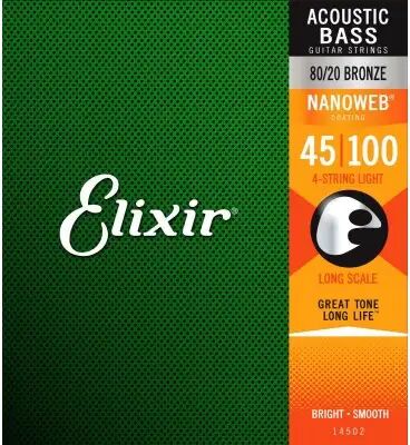 Elixir Cordes guitares basses 4/ 14502 NANOWEB BASSE 45-100