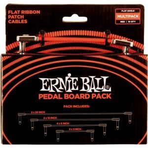 Ernie Ball Câbles pour pédales/ PEDALBOARD PACK - 10 PATCHES EN 4 LONGUEURS PANACHEES- COUDE FIN & PLAT - ROUGE