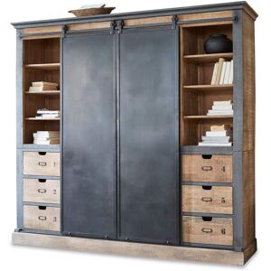 LOBERON Armoire Vulmont, marron/noir (47 x 220 x 200cm) - Publicité