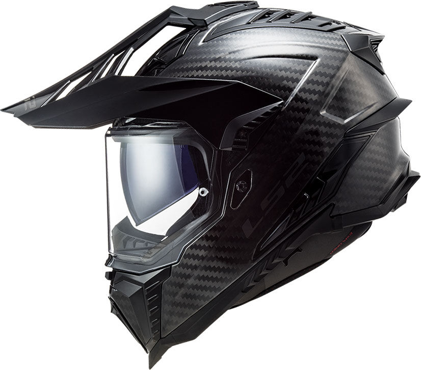 LS2 MX701 Explorer Carbon Solid, casque enduro - Noir/Argent/Rouge - Size: L - male