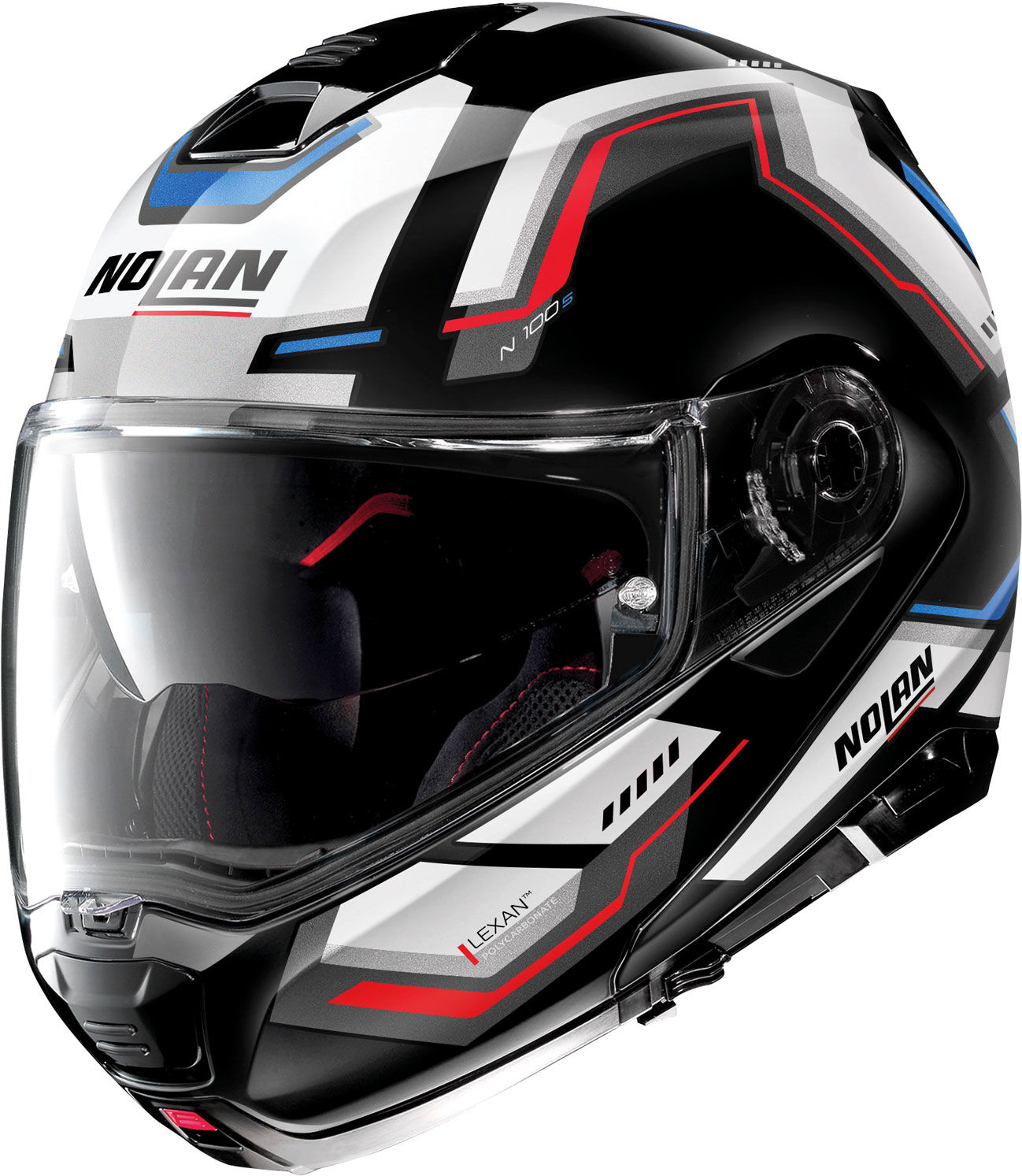 Nolan N100-5 N-Com Upwind, casque à bascule - Noir/Blanc/Gris/Rouge - Size: L - male