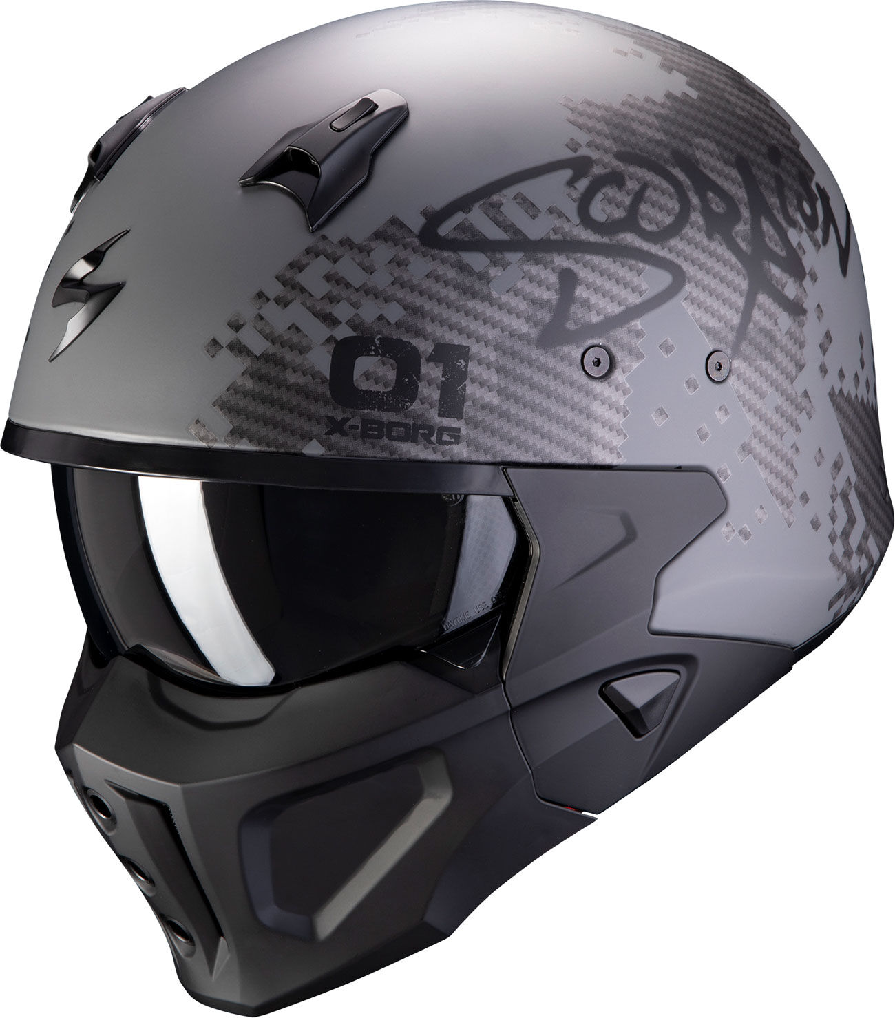 Scorpion Covert-X XBorg Silver, casque modulaire - Noir - Size: 49 EU - male