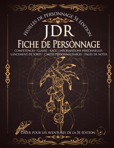 Don Dagorn Jdr Journal : Feuilles De Personnage 5e Édition: Fiche De Personnage Pour Jeux De Rôle, Compétences, Classe, Race, Informations Personnelles, ... Personnalisables, Pages De Notes - Rpg Game