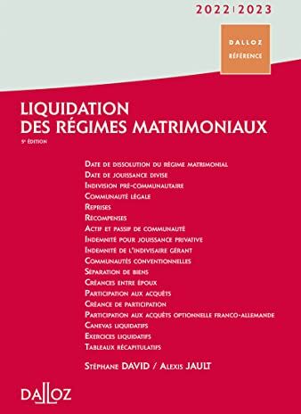 Stéphane David Liquidation Des Régimes Matrimoniaux 2022/2023