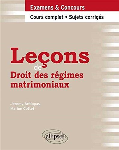 Marion Cottet Leçons De Droit Des Régimes Matrimoniaux